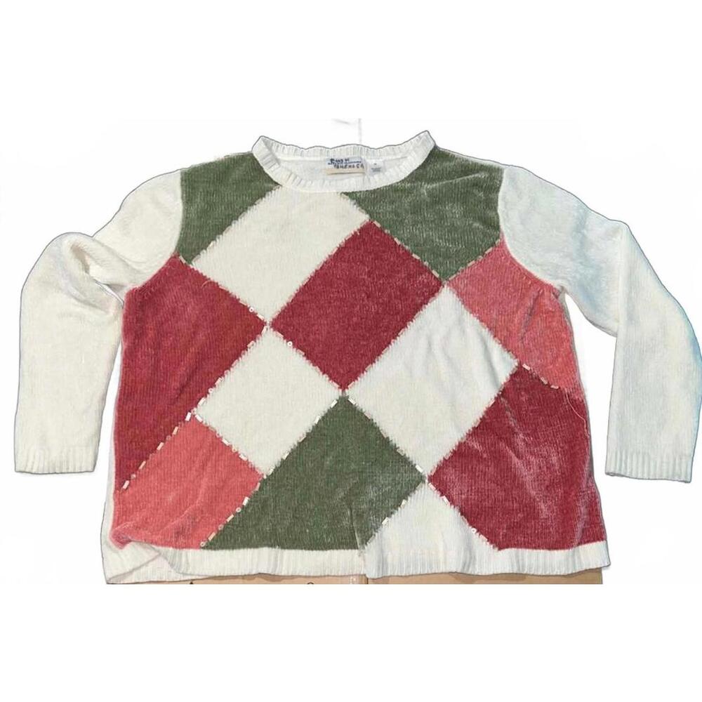 Alfred Dunner Women's Argyle Pattern Christmas Sweater XL